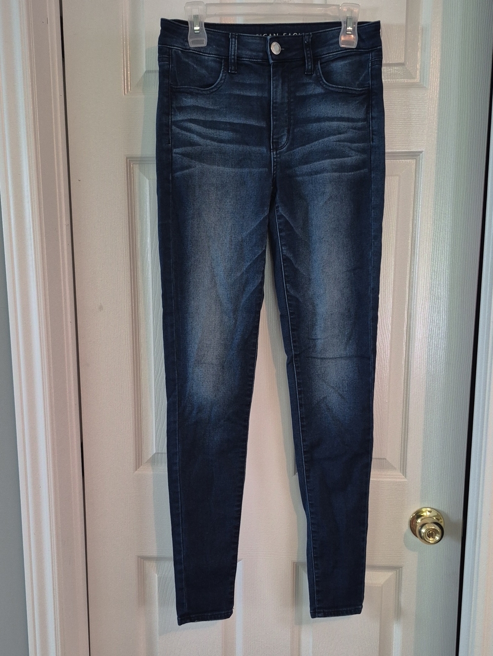 American Eagle Super Stretch Jeans Dark Blue Wash Size 8 Extra Long
